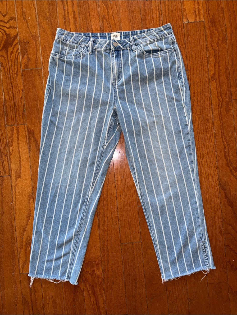 Wash Lab Light Wash Pinstripe Wide-Leg Jeans